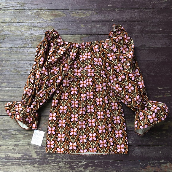 ASOS Luxe Extreme Sleeve Belted Mini Dress Retro Floral Off Shoulder - Picture 13 of 16